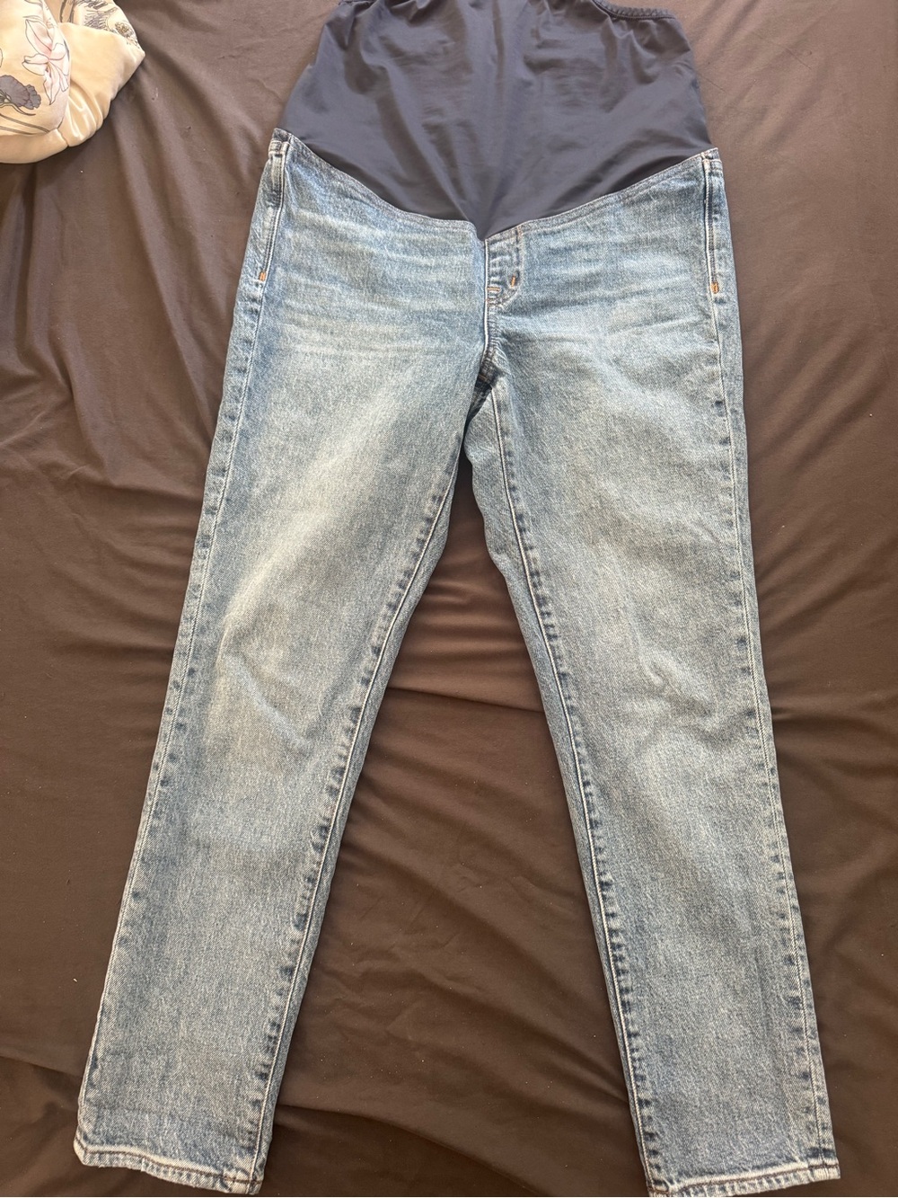 Madewell Light Blue Maternity Jeans with Navy Support Panel